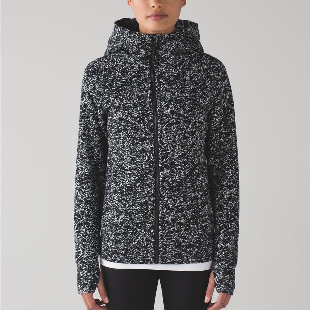 Lululemon Scuba Hoodie Black White Iced Wave Sz 8